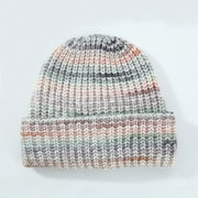 European And American Ins Warm Autumn And Winter Multi-color Niche Gradient Flanging With Wool Knitted Hat Women Looty Lush