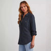 European And American Leisure Lapel Single Breasted Women's Long Sleeve Denim Shirt Looty Lush