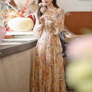 Floral Stand Collar Dress Women's Seaside Vacation Looty Lush