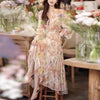 Floral Stand Collar Dress Women's Seaside Vacation Looty Lush