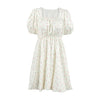 French Elegant Floral Puff Sleeve Dress Looty Lush