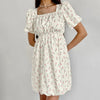 French Elegant Floral Puff Sleeve Dress Looty Lush