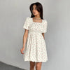 French Elegant Floral Puff Sleeve Dress Looty Lush