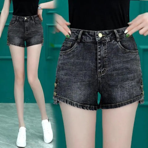 High Waist Denim Shorts Slimming Versatile Loose Word Outerwear Hot Pants Trendy Looty Lush