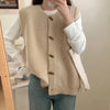 Horn Button Knitted Coat Sleeveless Vest For Women Looty Lush