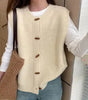 Horn Button Knitted Coat Sleeveless Vest For Women Looty Lush