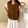 Horn Button Knitted Coat Sleeveless Vest For Women Looty Lush