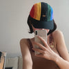 Korean Ins Rainbow Color-blocking Peaked Cap Sun-proof Quick-drying Looty Lush