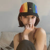 Korean Ins Rainbow Color-blocking Peaked Cap Sun-proof Quick-drying Looty Lush