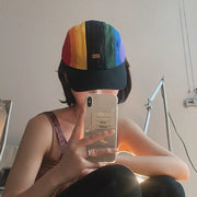 Korean Ins Rainbow Color-blocking Peaked Cap Sun-proof Quick-drying Looty Lush