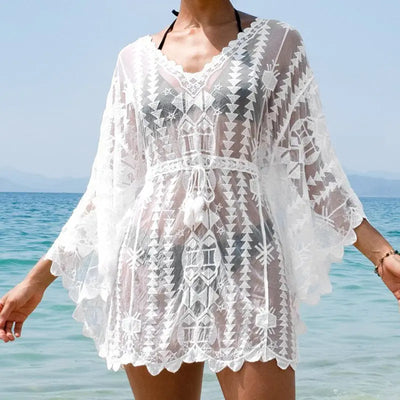 Lace Blouse Seaside Holiday Loose Sunscreen Clothes - Front View