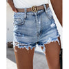 Ladies High Waist Ripped Washed Tassel Sexy Slim Fit Slimming Denim Shorts Looty Lush