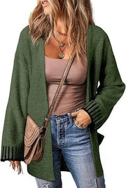 Long Sleeve Color Stitching Knitted Cardigan Pocket Women's Clothing Looty Lush