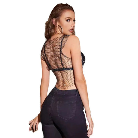 Back view of the vest showcasing the net drill fabric