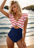 New Covering Belly Thin One-piece Cross Cut-out Ruffled Foreign Trade Swimsuit Looty Lush