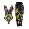 Printed Swimsuit Covering Belly Thin Flying Yarn Skirt Looty Lush