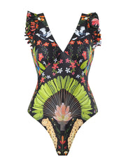 Printed Swimsuit Covering Belly Thin Flying Yarn Skirt Looty Lush