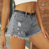 Ripped Tassel Stretch Denim Shorts Looty Lush