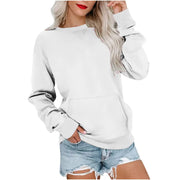 Solid Color Pullover Sweatshirt With Pocket Fashion Loose Round Neck Long Sleeves Top Womens Clothing Looty Lush