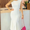 Solid Color Sleeveless Skinny Sheath Fishtail Dress Looty Lush