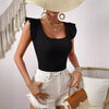 Square Neck Slim Fit T-shirt Knitted For Slimming Effect Looty Lush