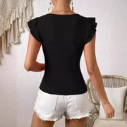 Square Neck Slim Fit T-shirt Knitted For Slimming Effect Looty Lush