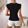 Square Neck Slim Fit T-shirt Knitted For Slimming Effect Looty Lush