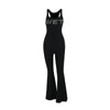 Street Casual Slim-fit Letters Rhinestone Vest Type Jumpsuit Looty Lush