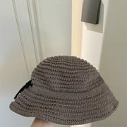 Summer Outing Hollow Out Bow Straw Hat Women's Japanese Style Looty Lush