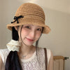 Summer Outing Hollow Out Bow Straw Hat Women's Japanese Style Looty Lush