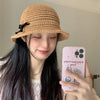 Summer Outing Hollow Out Bow Straw Hat Women's Japanese Style Looty Lush