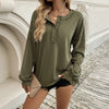 Top Women's Loose Casual Solid Color Buttons Long-sleeved Sweater Looty Lush