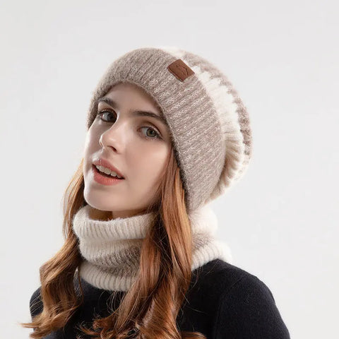 Two-color Hat Female Thick Warm Earflaps Wool Looty Lush