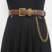 Versatile Ins Style Genuine Leather Gold Mouth Square Head Decorative Waistband Looty Lush