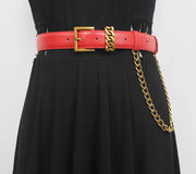 Versatile Ins Style Genuine Leather Gold Mouth Square Head Decorative Waistband Looty Lush