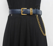 Versatile Ins Style Genuine Leather Gold Mouth Square Head Decorative Waistband Looty Lush