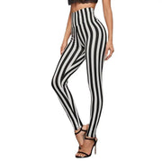 Vertical Stripes High Waist Leggings Cropped Skinny Pants Looty Lush