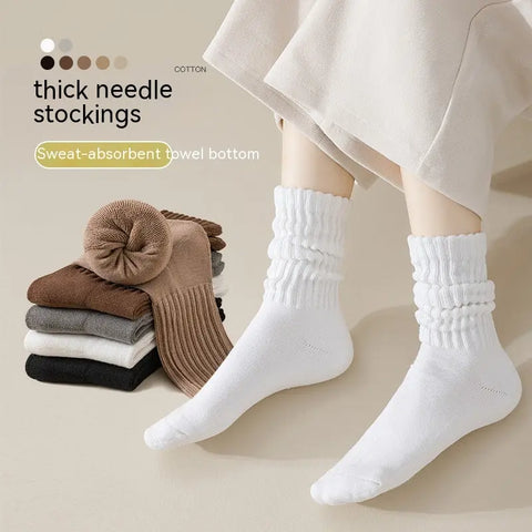 Winter Fleece-lined Thickened Middle Tube Cotton Thermal Terry Long Tube Casual Socks Looty Lush