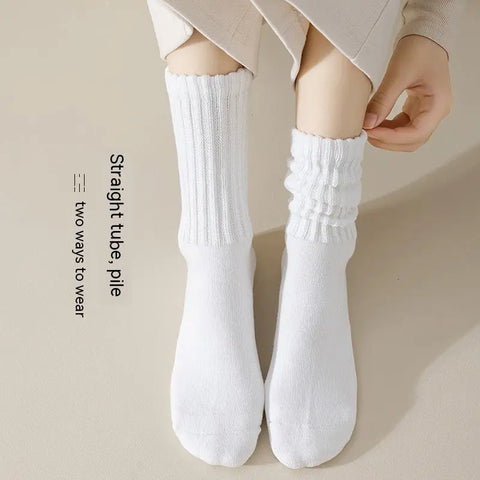 Winter Fleece-lined Thickened Middle Tube Cotton Thermal Terry Long Tube Casual Socks Looty Lush