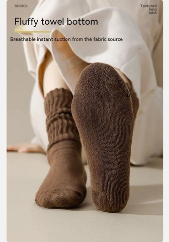 Winter Fleece-lined Thickened Middle Tube Cotton Thermal Terry Long Tube Casual Socks Looty Lush