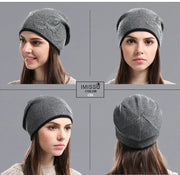 Winter Hat Sleeve Cap Thick Wool Women's Warm With Diamond Looty Lush