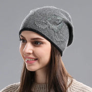 Winter Hat Sleeve Cap Thick Wool Women's Warm With Diamond Looty Lush