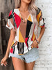 Women's Clothing Printed V-neck Top Looty Lush