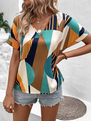 Women's Clothing Printed V-neck Top Looty Lush