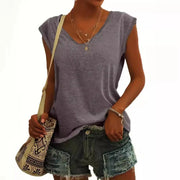 Women's Fashion Casual Solid Color And V-neck Short Sleeve Looty Lush