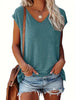 Women's Fashion Casual Solid Color And V-neck Short Sleeve Looty Lush