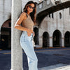 Women's Fashion Light Blue Stretch Wide-leg Jeans Looty Lush