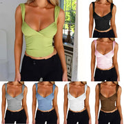 Women's Fashion Suspenders Top V-neck Backless T-shirt Vest - side view