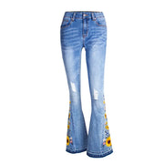 Women's Flared Jeans Women's 3D Embroidery Looty Lush