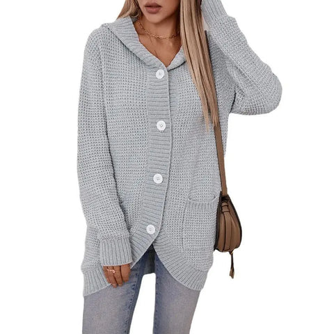 Women's Knitwear Hooded Loose Mid-length Sweater Looty Lush